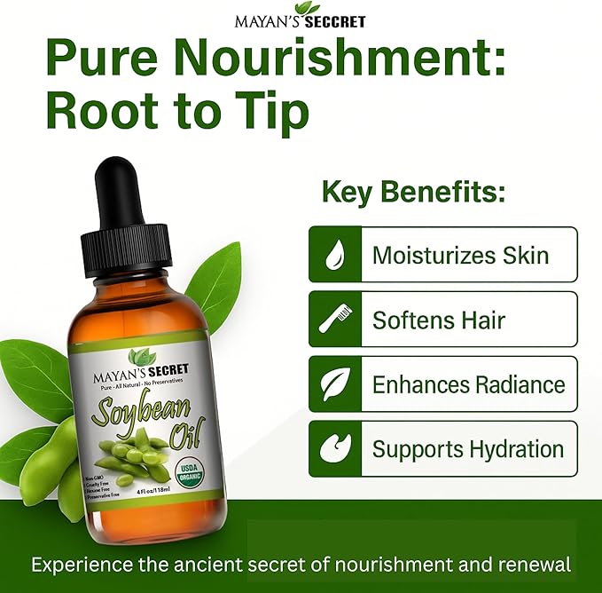 Pure Carrier and Essential Oils for Skin Care, Hair, Body Moisturizer for Face-Anti Aging Skin Care (Soybean Oil Organic, 4oz)