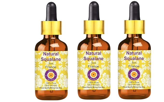 dève herbes Natural Squalane Oil (derived from Olives) with Glass Dropper (Pack of Three) 100ml X 3 (10 oz)