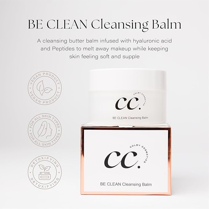 BE CLEAN Cleansing Balm-Hydrating Makeup Remover, Oil-Based Facial Cleanser with Hyaluronic Acid, Vegan, Cruelty-Free, For All Skin Types, 3.38oz/100ml