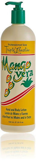 Triple Lanolin Mango Vera Soothing Lotion (20 Oz) – Tropical Mango Scented Aloe & Lanolin Moisturizer for All Skin Types – Deeply Hydrating Hand and Body Lotion – Non-Greasy & Fast-Absorbing