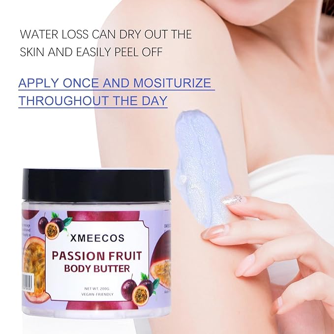 XMEECOS Body Butter| Moisturizing| Vegan friendly| Cruelty-free| for men and women| Gentle| Great for dry skin (Passion Fruit)