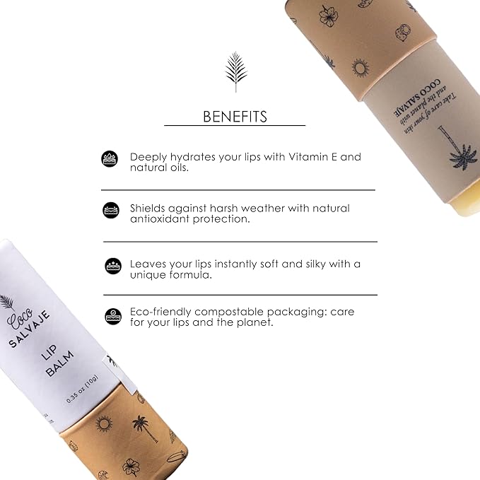 Natural Hydrating Lip Balm | Vegan Lip Care Treatment & Moisturizer for Dry & Cracked Lips with Beeswax & Coconut Oil | Organic Lip Chap Set for Women, Men & Kids | 3 Pack (0.35 oz ea.)