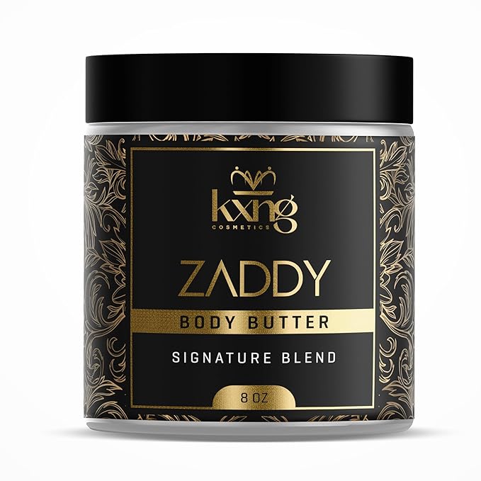 KXNG Cosmetics Organic Shea Body Butter Cream – 8oz | Deep Hydrating Body Butter for Men & Women with Shea, Cocoa, Mango & Coconut Oil | Moisturizer for All Skin Types, Hands & Feet – Zaddy XL
