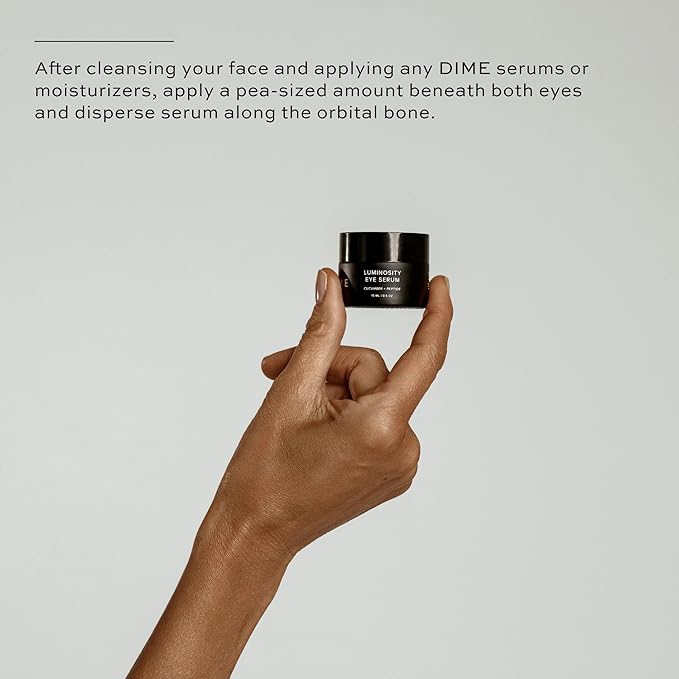 DIME Beauty Luminosity Eye Serum - Caffeine Eye Cream for Dark Circles and Puffiness with Vitamin C, Peptides and Goji Berry, Brightening De-Puffing Treatment, Vegan, Cruelty-Free, 0.5 oz / 15 ml