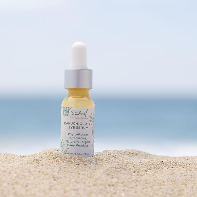 Sea-el Bakuchiol Kelp Eye Serum Plant-Based Skincare Naturally Boosts Under Eye Glow Targets Deep Wrinkles & Supports Smooth Skin - Retinol Alternative for Women or Men, Vegan - .5 oz