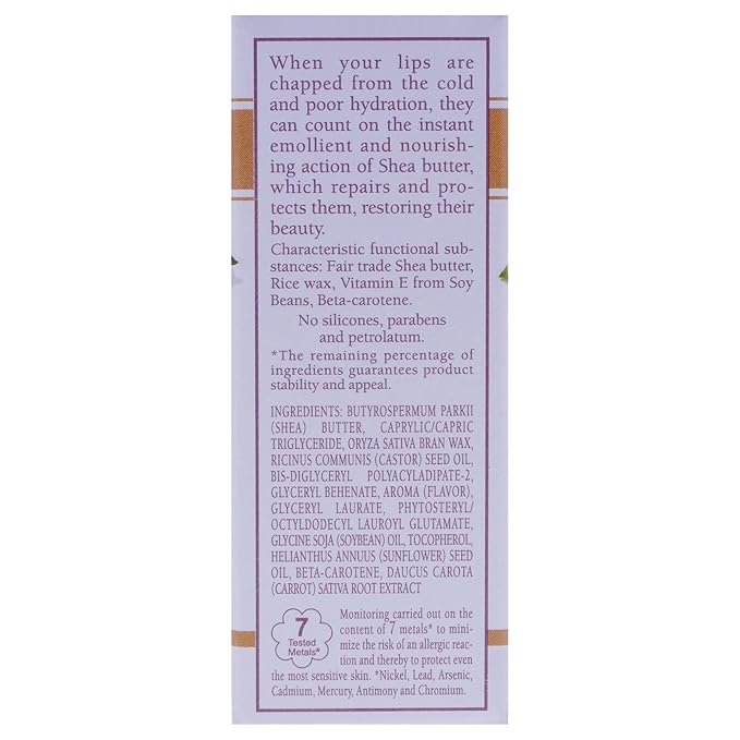 L'Erbolario Nourishing Lip Balm, Shea Butter, 0.18 oz, Lip Butter, Moisturizing and Nourishing, For Dry Lips, Cruelty-Free