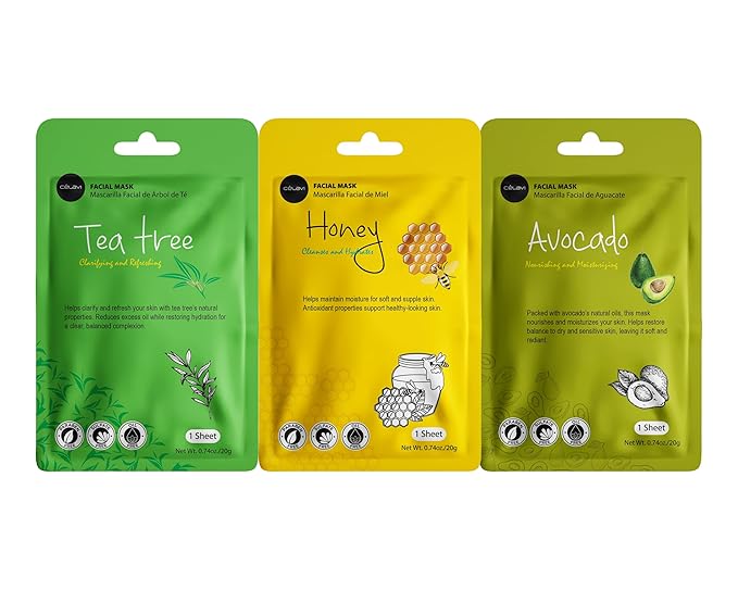 Celavi Essence Facial Face Mask Paper Sheet Korea Skin Care Moisturizing 9 Pack (Mix of 9)