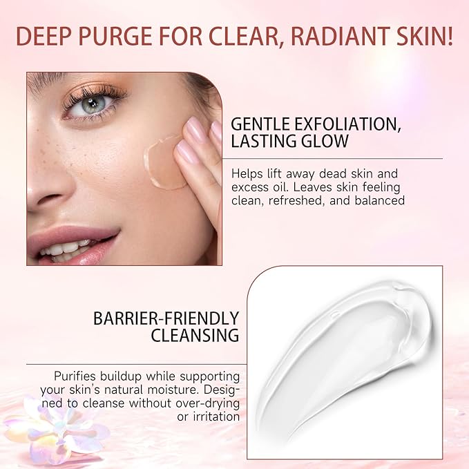 Purifying Exfoliating Gel, Facial Exfoliator Cleanser, Face Scrub, Natural Exfoliating Gel Purifying Cream, Gentle for Face Body, Deep Cleansing for All Skin