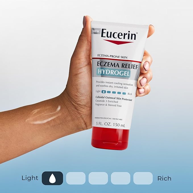Eucerin Eczema Relief Hydrogel for Dry,Itchy,Eczema-Prone Skin,Fragrance Free and Steroid Free Body Moisturizer for Dry Skin,5 Fl Oz Tube,(Pack of 2)