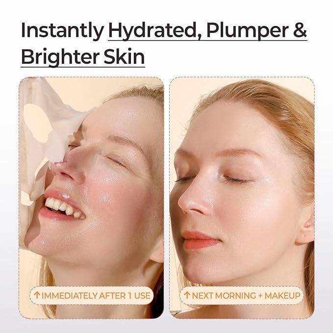 MOTHER MADE Snail Face Mask With Niacinamide 2% & Vitamin E, Collagen Sheet 10 EA, For Dry & Sensitive Skin, Mascarillas Para La Cara, Hyaluronic Acid, Korean Skincare