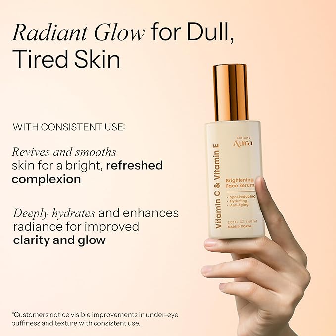 Vitamin E & C Serum For Face – Dermatologist Tested, Anti Aging, Korean Skin Care – Revives Tired Skin, Smooths Fine Lines, Lightweight Hydration – Vegan, Clean Beauty – Pack of 2