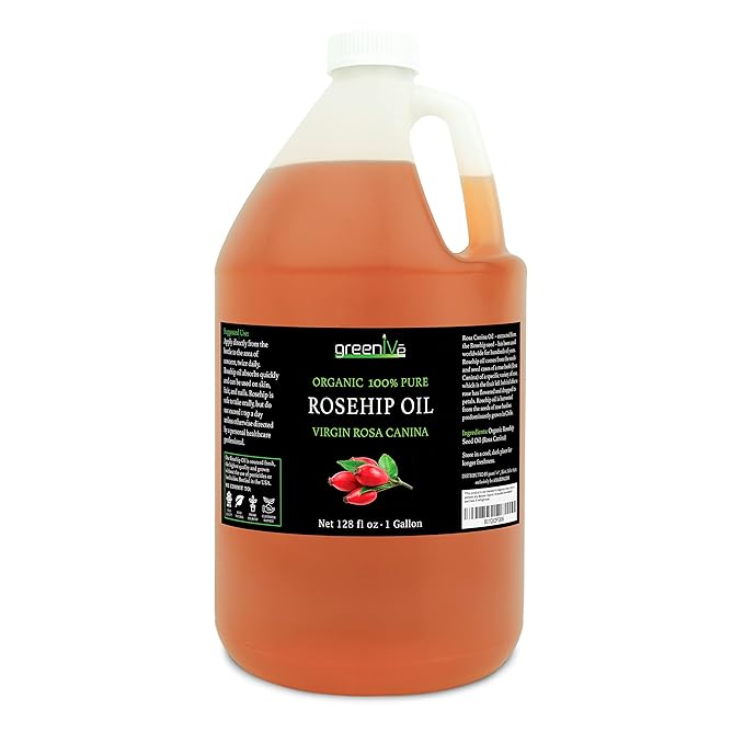 GreenIVe Rosehip Oil Rosa Canina 100% Pure Cold Pressed Virgin Oil Exclusively on Amazon (128 Fl Oz (1 Gallon))