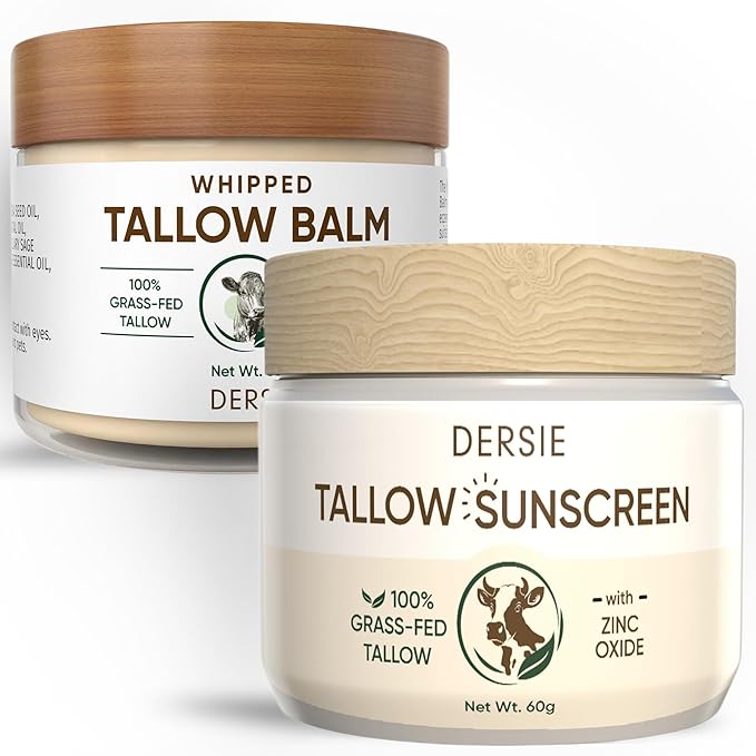 Dersie Tallow Sunscreen SPF 30 – Mineral UV Defense with Non-Nano Zinc Oxide – Face & Body Sun Protection for Adults & Kids (2.12 Ounce (with Tallow Balm))