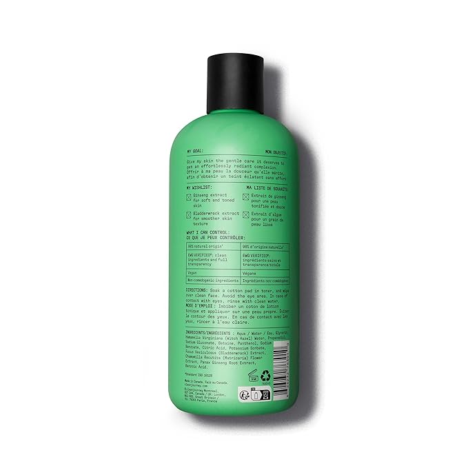 cleanjourney Face Toner for Women & Men, Witch Hazel, Bladderwrack Extract, Tightens Pores & Smoothes Skin Texture, for Oily & All Skin Types, EWG Verified, Alcohol & Fragrance-Free, 14 Fl Oz