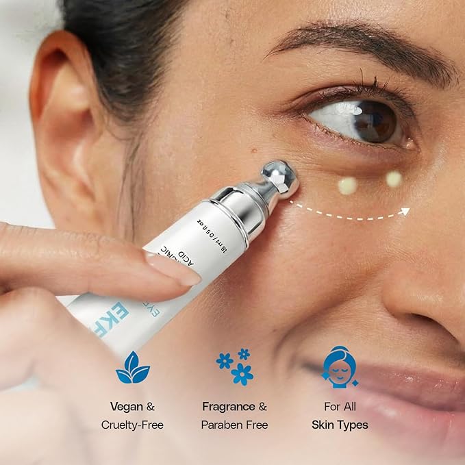 Caffeine Eye Cream for Dark Circles & Puffiness - Vitamin C & Hyaluronic Acid Under Eye Cream, Anti-Aging for Wrinkles, Hydrating & Brightening, 15ml