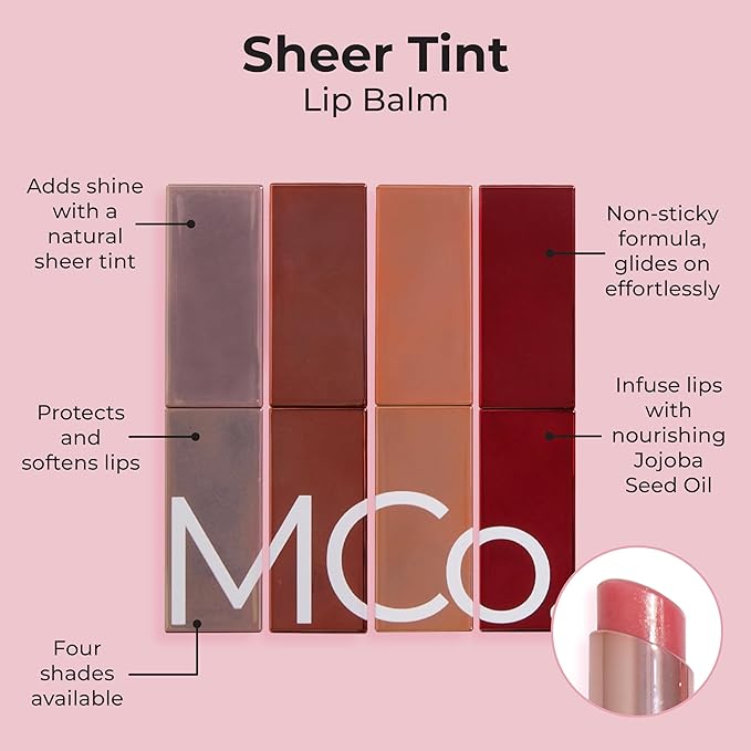 MCoBeauty - Sheer Tint Lip Balm – Lava, Deep Peach Shade - Hydrating Gloss Balm with Jojoba Seed Oil - Helps Nourish Lips and Adds a Glossy Tint - Lip Care, Tinta para Labios