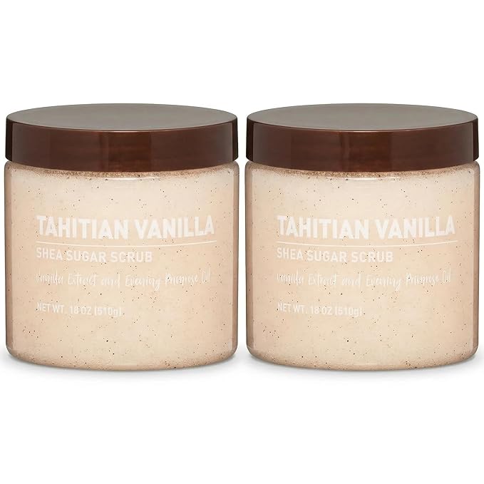 Vanilla Bean Sugar Scrub – Exfoliating Body Scrub for Women, Moisturizing Shea Butter, Natural Sugar Exfoliant, Hand and Foot Scrub, Paraben-Free, All Skin Types, 18 oz (18oz, Tahitian Vanilla)
