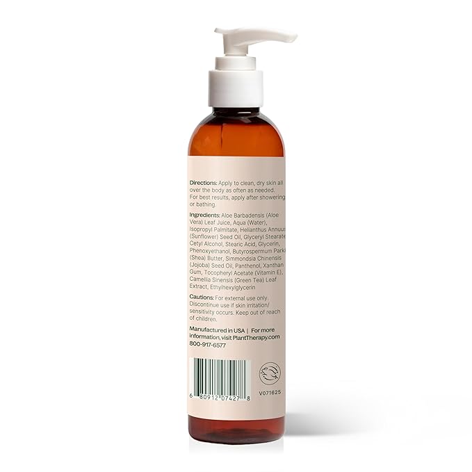 Plant Therapy Kids Daily Moisture Lotion 8 oz, Fragrance-Free & Gentle, Lightweight Fast-Absorbing Hydration, Soothes & Softens Sensitive Skin