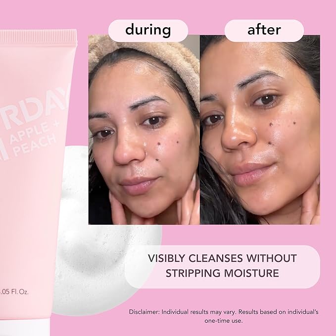 Saturday Skin Hydrating Foam Cleanser – Anti Aging Face Wash with Apple Extract, Moisturizing Face Wash, All Natural Foaming Facial Cleanser, Korean Face Wash for Women & Sensitive Dry Skin