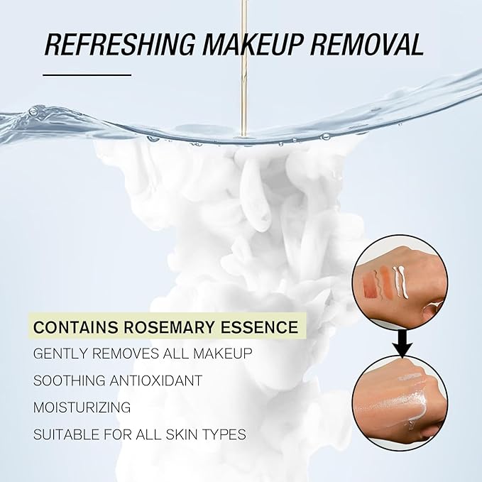 Rosemary Vitamin E Cleansing Oil For Pores, Plant-Based Makeup Remover Deep Cleanses And Nourishes Skin.120ml.