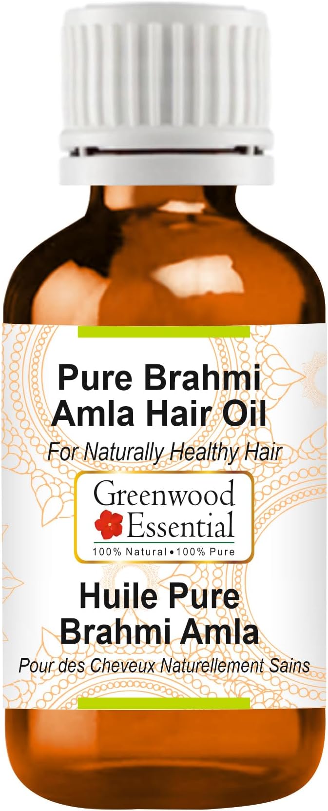 Greenwood Essential Brahmi Amla Hair Oil | Traditionally Extracted | Pure | Non-Sticky | Lightweight | for Hair Care Routines | Men & Women | Traditional Use | Natural | 50ml (1.69 oz)