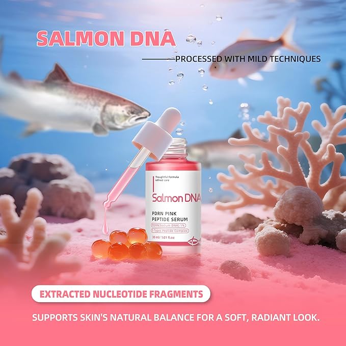 PDRN Serum Pink Peptide with Salmon DNA & 5 Peptides Complex, Face Serum for Hydrating, Moisturizing, Firming, Even-Looking Skin, 30ml / 1.01 fl.oz.