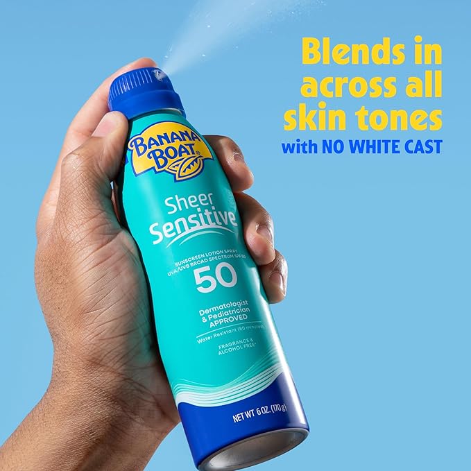 Banana Boat Sheer Sensitive Body Spray, SPF 50, 6oz