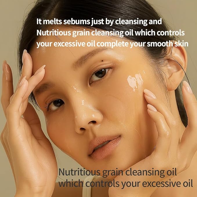 Amill Super Grain Cleansing Oil (125ml/4.23fl.oz) - Gentle Daily Oil Cleanser with 6 Grain Extracts for Hydrating & Nourishing Skin