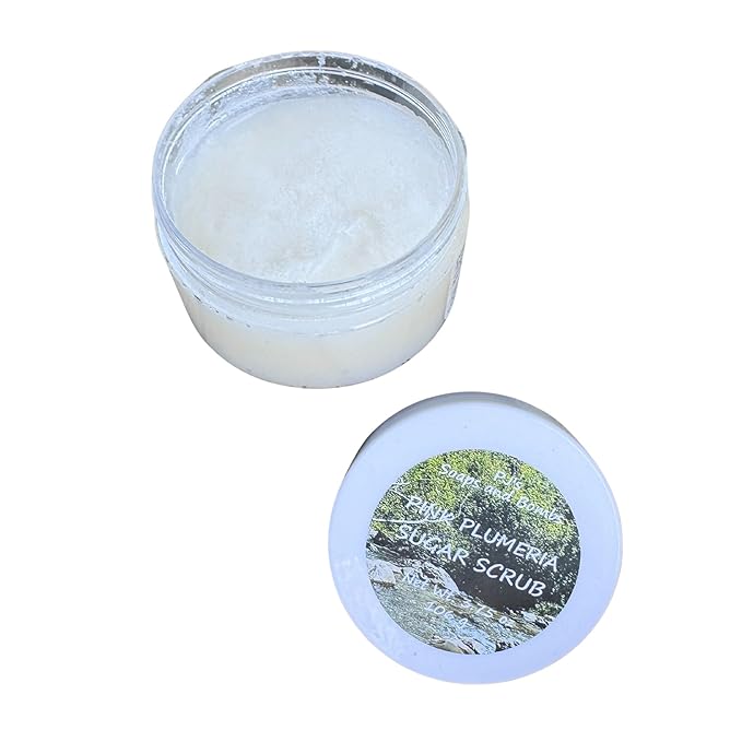 PJ’s Coconut & Almond Bliss Sugar Scrub – Pink Plumeria Scent, Gentle Exfoliating & Nourishing Body Polish, Cruelty-Free, Small Batch, 3.75 oz