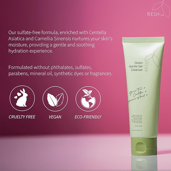 Gentle Gel Cleanser – 120ml | Foaming Face Wash with Natural Plant Extracts for Sensitive Skin | Makeup Remover & Hydrating Facial Cleanser | Deep Pore Cleanse Without Drying