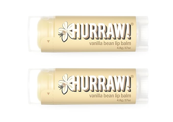 Hurraw! Vanilla Bean Lip Balm, 2 Pack: Organic, Certified Vegan, Cruelty and Gluten Free. Non-GMO, 100% Natural Ingredients. Bee, Shea, Soy and Palm Free. Made in USA
