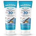 Badger Mineral Sunscreen Cream SPF 30, Zinc Oxide Sun Care, 98% Organic, Reef Safe, Water Resistant, Unscented Face and Body Sunscreen Travel Size, 2.9 fl oz, 2-Pack