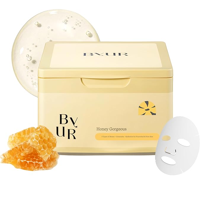 ByUR Honey Gorgeous Daily Aqua Serum Mask (30 Count) Hydrating Moisturizing Face Mask, Skin Elasticity & Firmness Treatment, Honey Extract for Dry Skin, Pore Tightening, Vegan K-Beauty Skincare