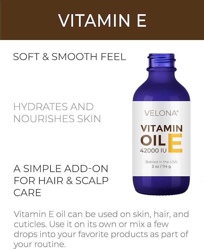 Vitamin E Oil - 2 oz | 42,000 IU | 100% Pure & Natural | for Face, Hair, Body, Skin Care, Stretch Marks, Nails, Cuticles, Scars | Food & Cosmetic Grade | Moisturizing Hexane Free…
