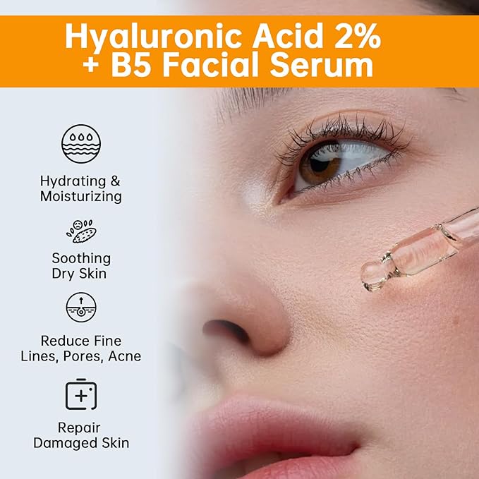 Hyaluronic Acid 2% + B5 Facial Serum, 30ML Hyaluronic Acid Serum For Face, Moisturizing, Shrink Pores