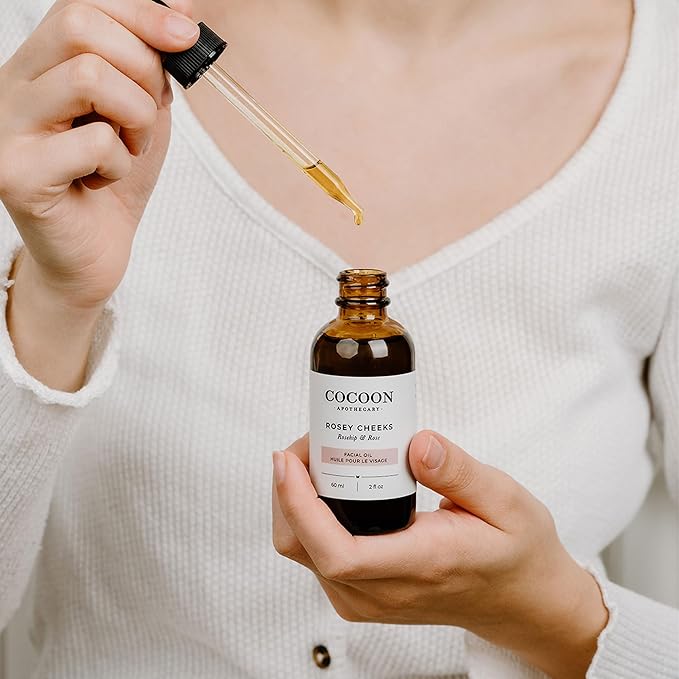 Cocoon Apothecary 2 fl oz Rosey Cheeks Facial Oil Serum | Ecocert Cosmos Natural | Facial Serum For Women, Dry Skin, Natural Ingredients Avocado Oil, Camellia Seed Oil, Rosehip CO2, Rose Absolute