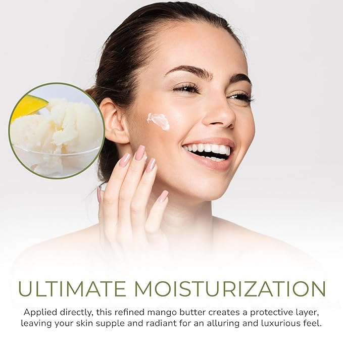 SAAQIN - Raw Mango Butter for Dry Skin & Blemishes, Age-Defying Mango Butter - Mango Body Butter for Stretch Marks, Mango Butter for Soap Making, Lotions, Skin Care Products and more, 1 Lb