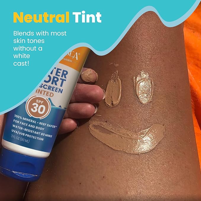 STREAM 2 SEA Tinted Sunscreen with SPF 20 All Natural, Biodegradable and Reef Safe, 3 Fl oz Travel Size Paraben Free Non Greasy and Moisturizing Sunscreen For Face, Body Protection Against UVA & UVB