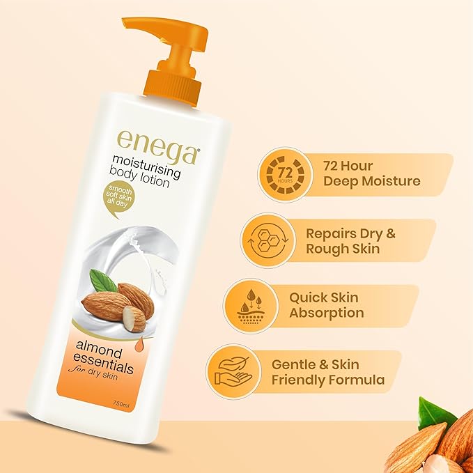 Almond Moisturising Body Lotion for Dry Skin 750 ML, (25.35 Ounce), Winter Essential Body Lotion, Almond Oil Skin Smooth and Deep Nourishing