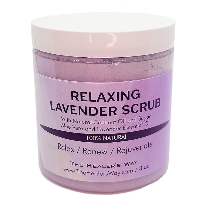 Lavender Sugar Scrub, Moisturizing and Exfoliating, Natural Ingredients of Coconut Oil, Sugar Intoxicating Scent (8oz, Lavender Sugar)