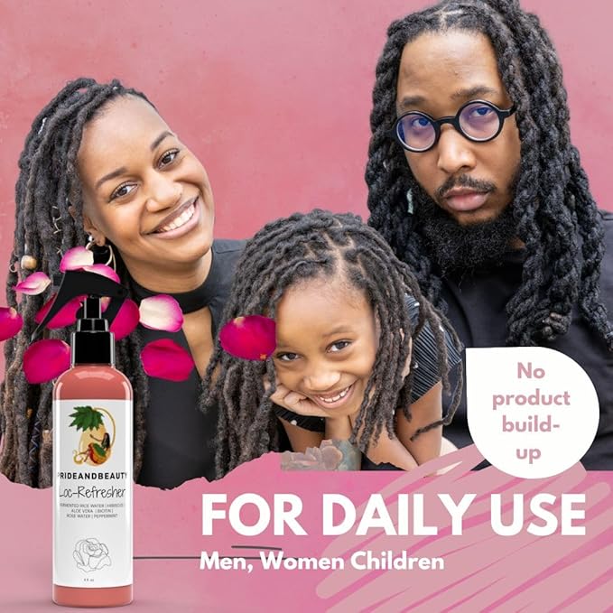 Rose Water For Locs, Daily Moisturizing Refreshing Spray, Rose Water For Hair, Rosewater and Peppermint Hair Scalp Moisturizer. (8 OUNCES)