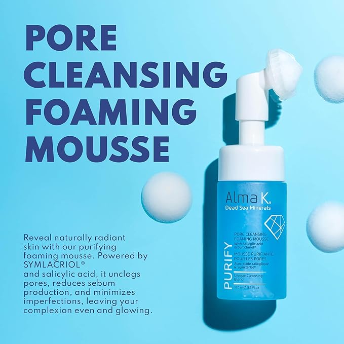 ALMA K Pore Cleansing Foaming Mousse - Gentle Face Cleanser for Women - Hydrating Facial Cleanser with Salicylic Acid - Face Wash for Women - 3.4 oz