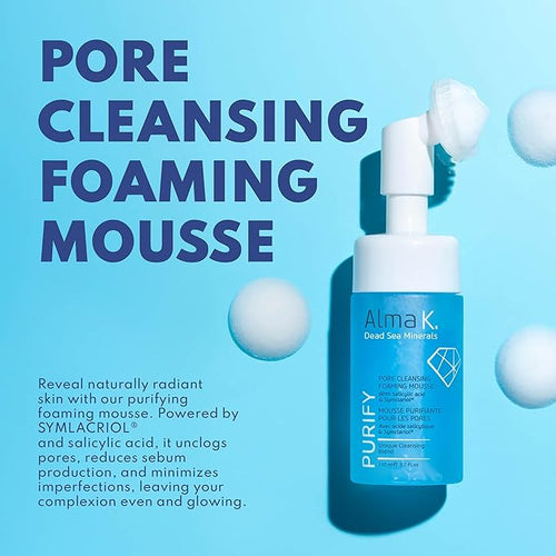 ALMA K Pore Cleansing Foaming Mousse - Gentle Face Cleanser for Women - Hydrating Facial Cleanser with Salicylic Acid - Face Wash for Women - 3.4 oz