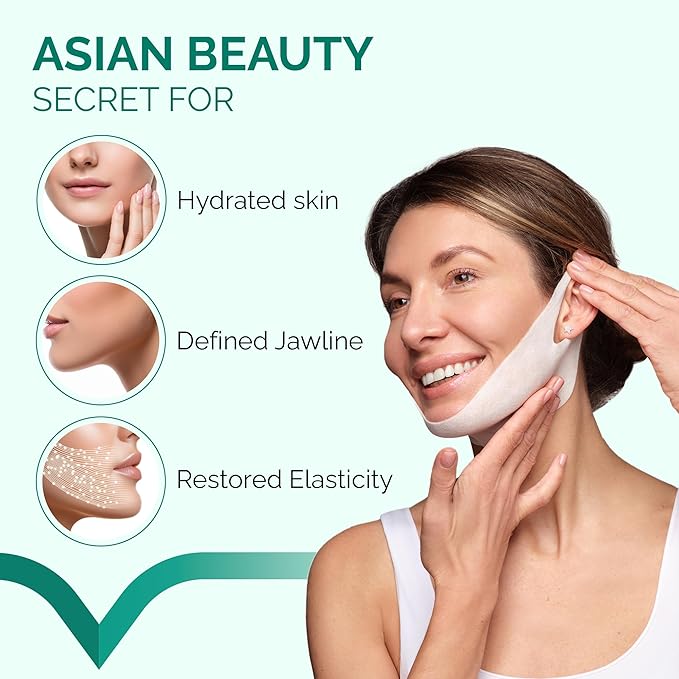 PLANTIFIQUE V-Line Collagen Mask for face 5 PCS | Chin Strap for Women & Men and Korean Skincare Clay Mask – Hydrating Mud Mask with Avocado & Superfoods