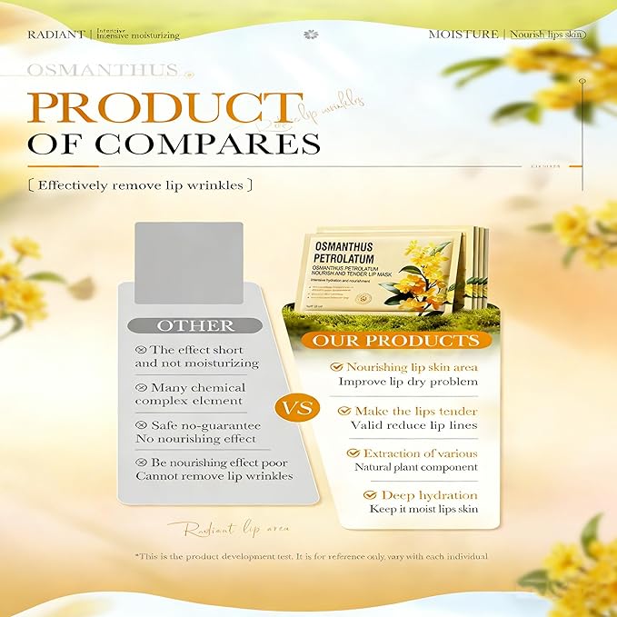 AKARY 5Pcs Osmanthus Nourish and Tender Lip Mask, Hydration Fragrance + Petrolatum Moisturize Crystal Care Gel Pads, Radiant, Tender & Firm, Reduce Lip Wrinkles, Make Your Dry Lips Attractive Sexy (5)