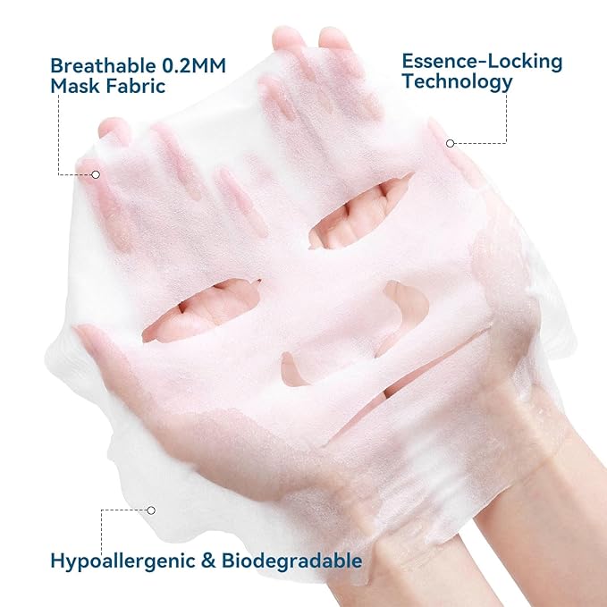 Collagen Face Mask with Hyaluronic Acid, Vitamin E Oil for Skin Care Hydrating, Moisturizing, Brightening & Anti Aging Face Masks Skincare for Oil, Dry, Acne, Sensitive All Skin Types 5PCS