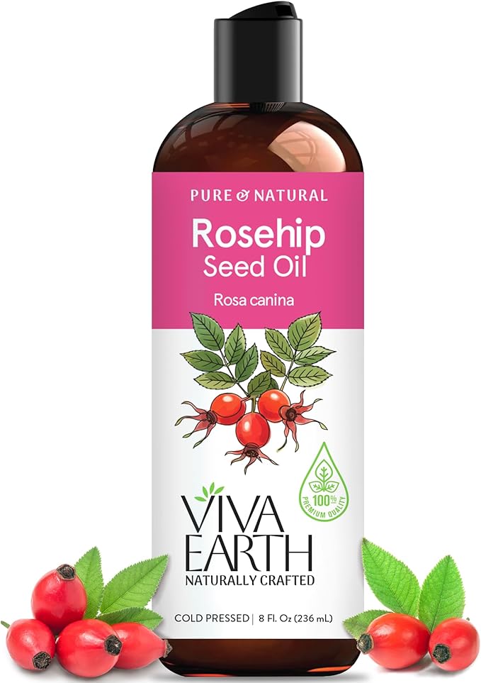 Rosehip Oil – 100% Pure & Natural Cold Pressed Rosehip Oil for Face | Lightweight, Fast-Absorbing | Face & Skin, Hair & Scalp, Gua Sha Massage, for All Skin Types, 8 Fl Oz