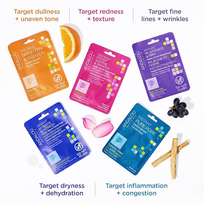 Andalou Naturals, Age Defying Instant Rejuvenate & Firm Sheet Mask (Pack of 5)