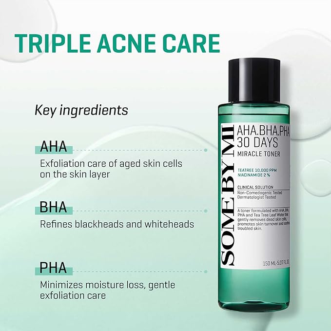 SOME BY MI AHA BHA PHA 30 Days Miracle Toner 2EA & Miracle Acne Clear Body Cleanser