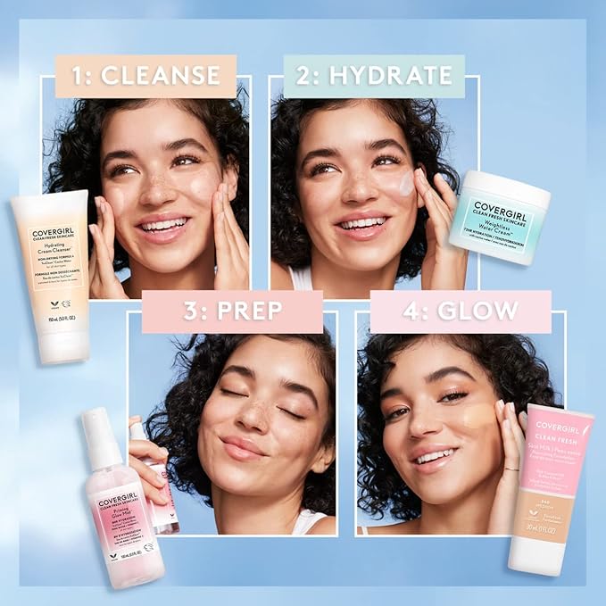 COVERGIRL Clean Fresh Skincare Priming Glow Facial Mist with Rose Water and Vitamin C, 3.3 Fl Oz (Pack of 2)